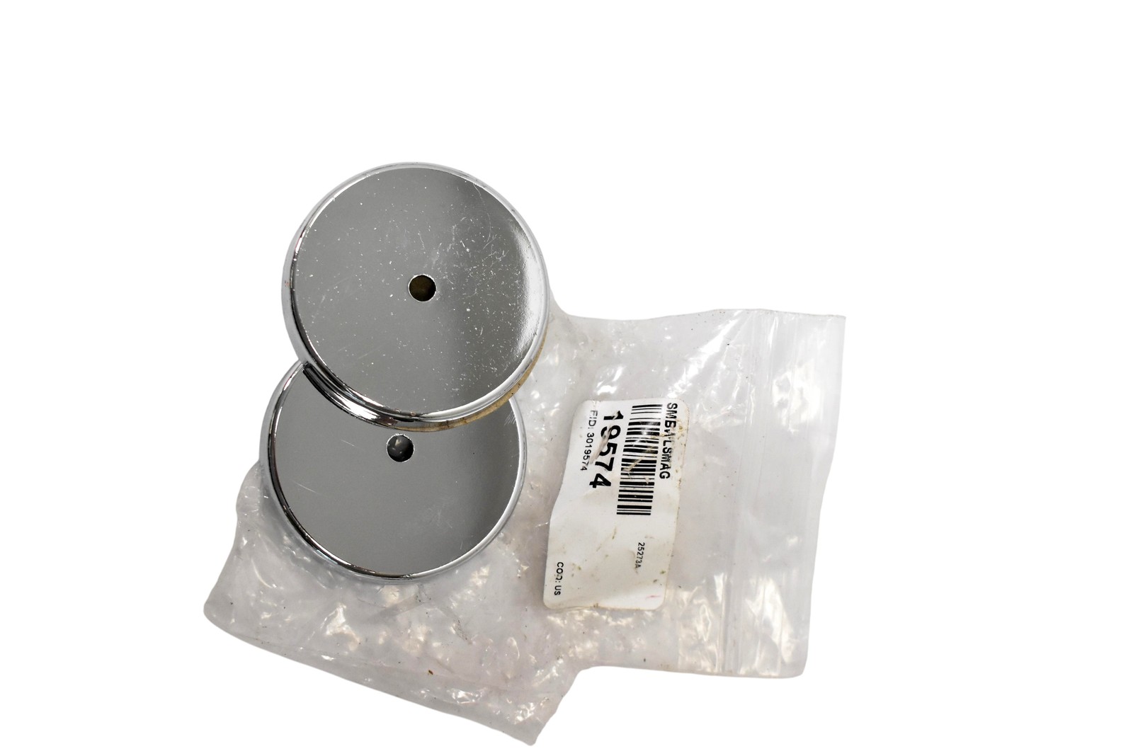 Chrome Magnetic Round Disc Caps Pair 2 Pack Made USA SMBWLSMAG 19574 Silver