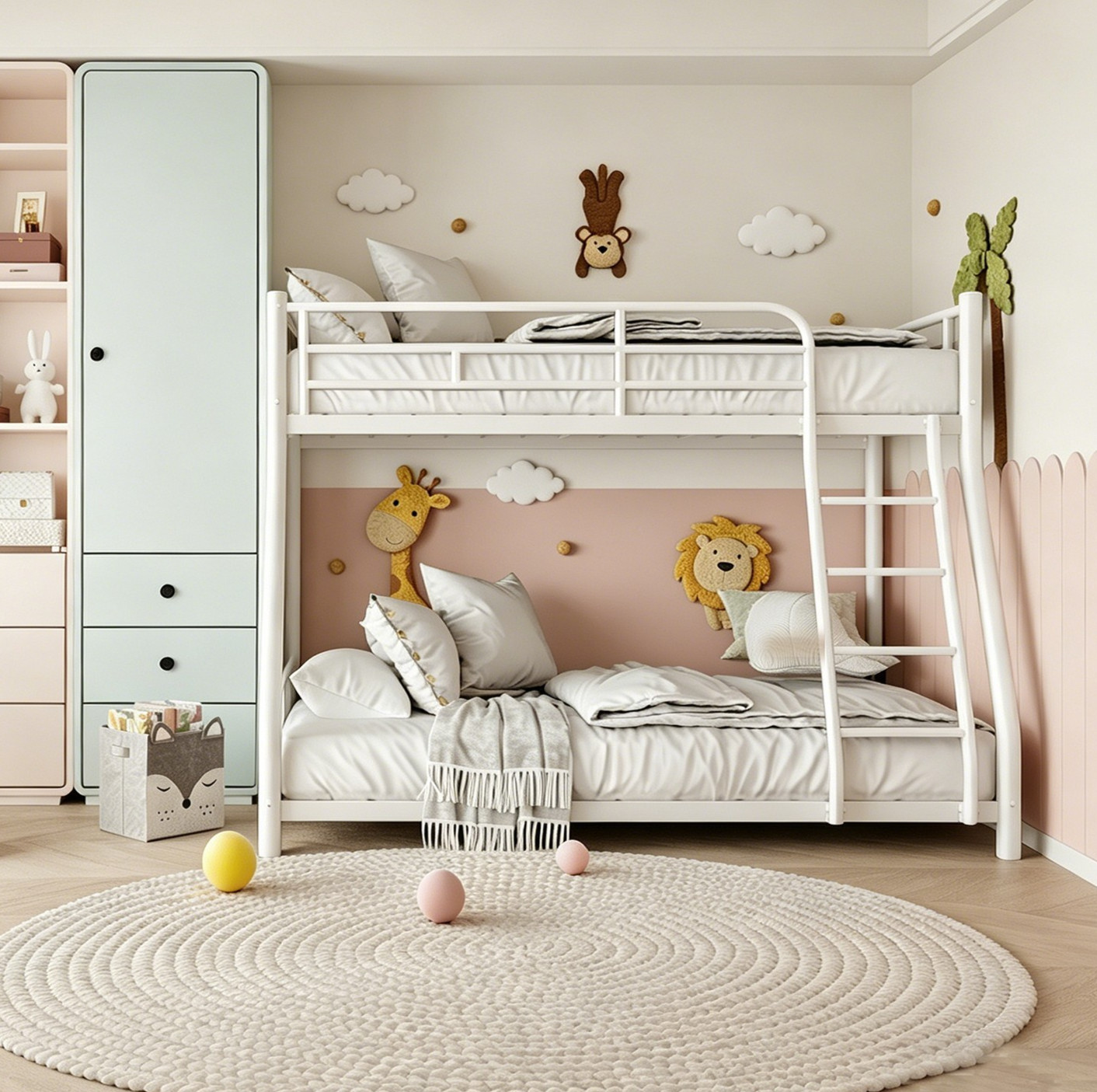 Twin Over Full Metal Bunk Bed, Heavy Duty with Guardrail & Ladder for Home