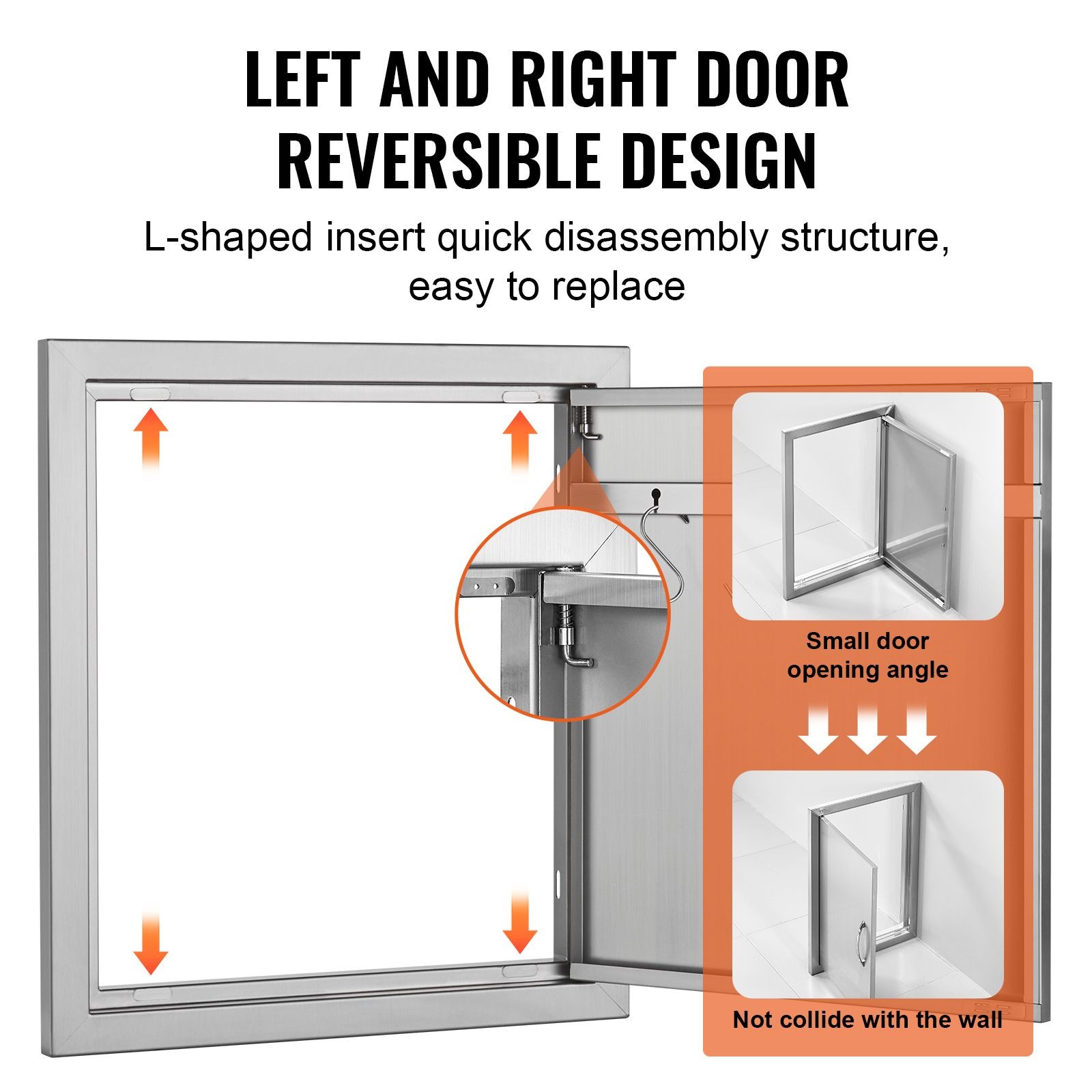 Flush Mount Stainless 18x20in BBQ Door Reversible