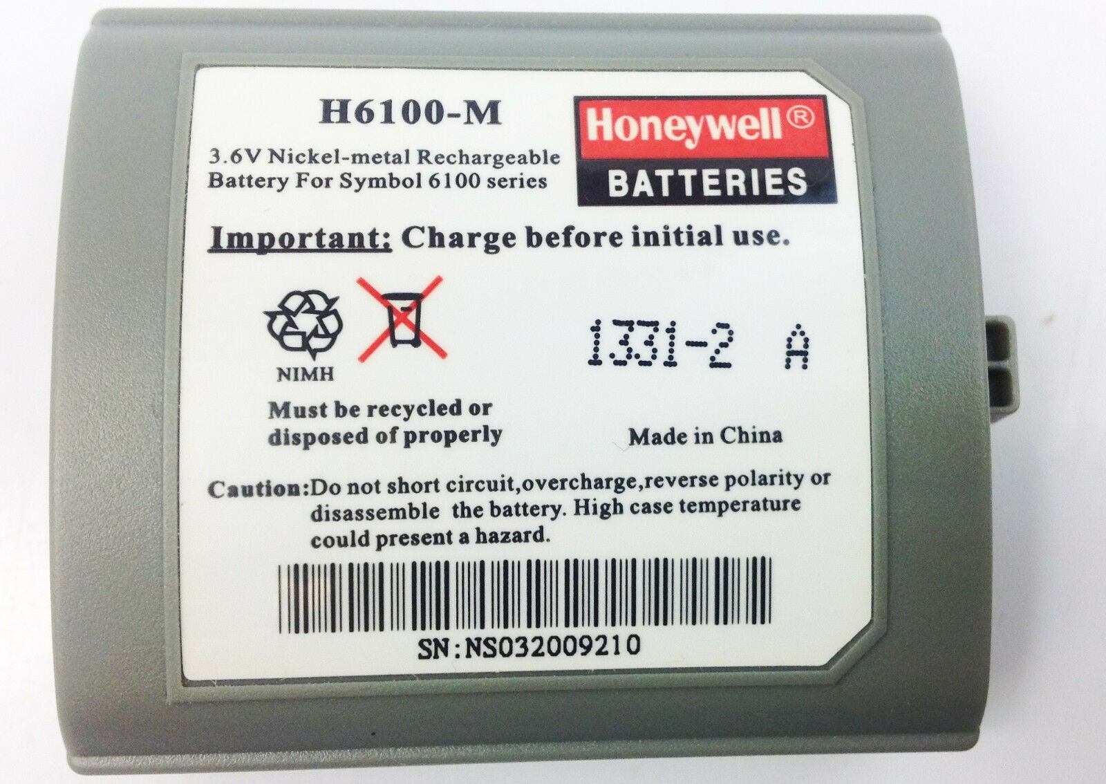 Honeywell Batteries H6100-M 3.6 v nickel-metal symbol 6100 series 1331-2 A