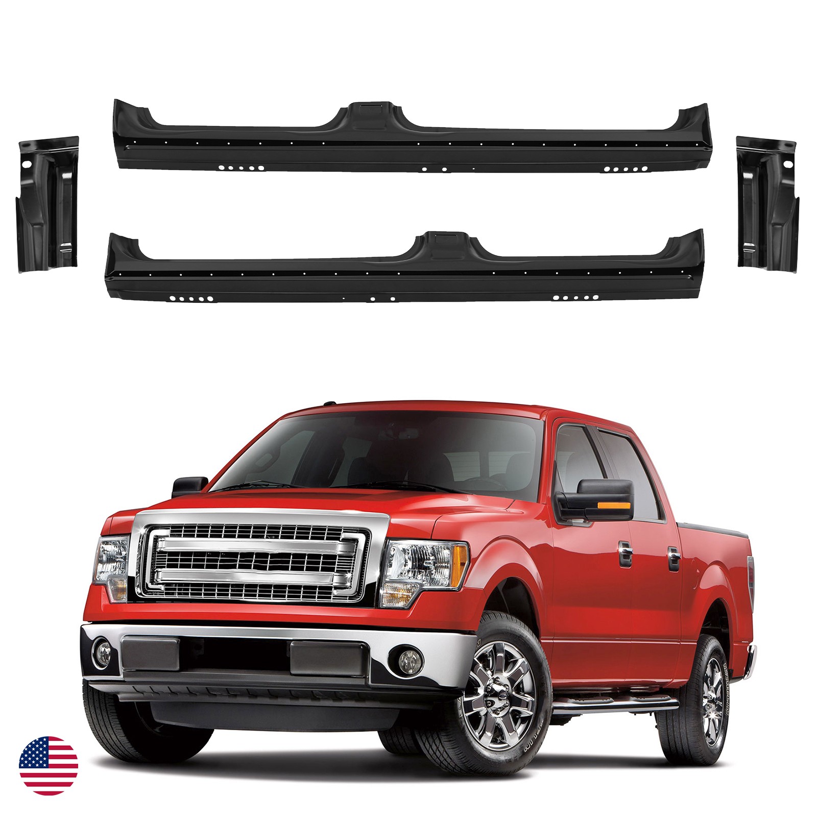 For 2009-2014 Ford Pickup F150 Rocker Panels and Cab Corners 4 Dr Crew Cab Lh Rh