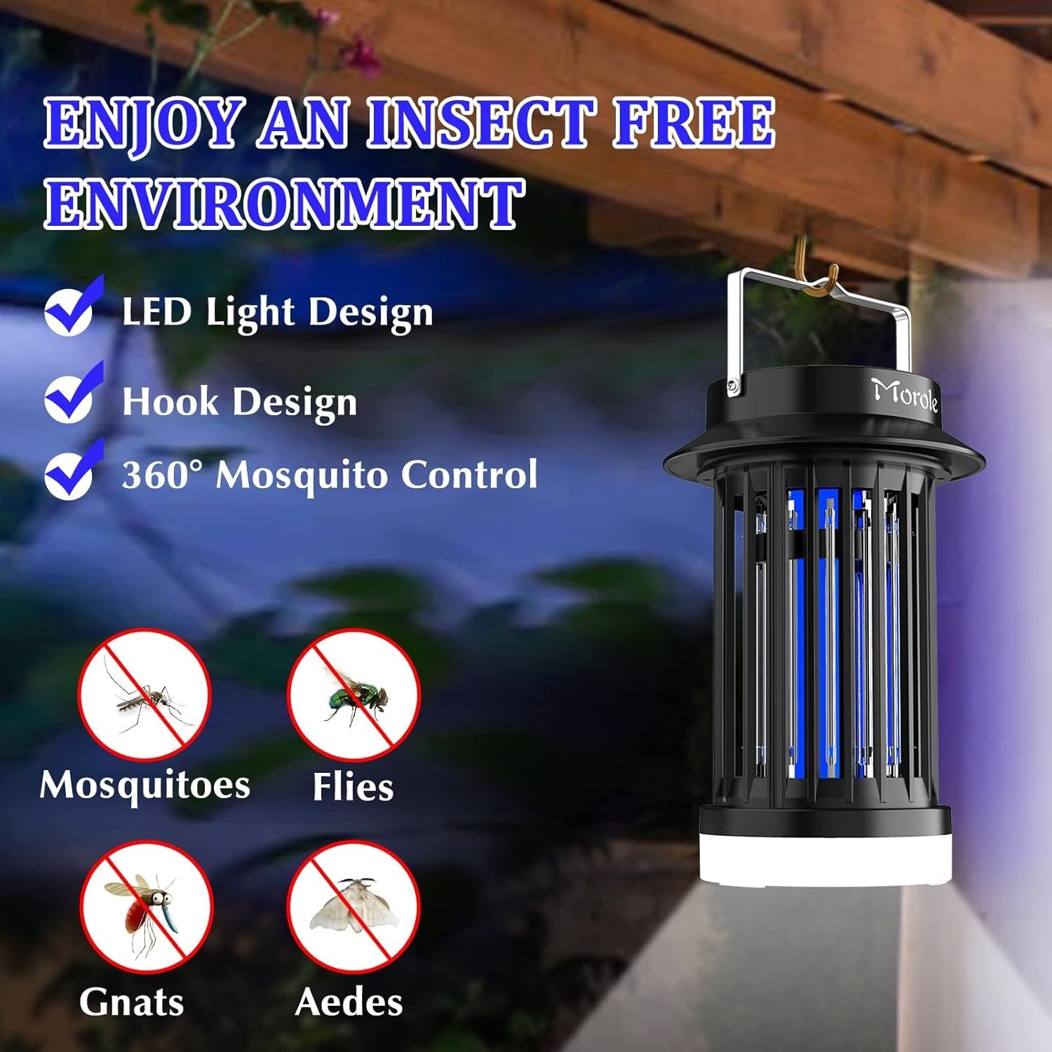 Electronic Bug Zapper Mosquito Zapper for Outdoor and Indoor Waterproof Portable