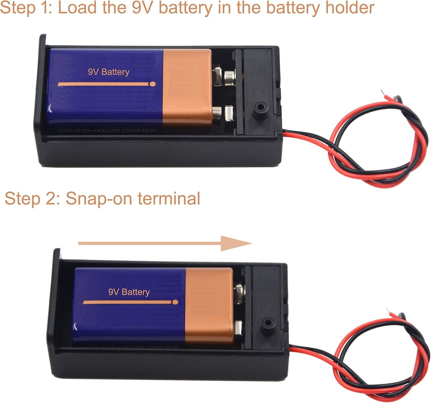 (Pack of 5 9V Battery Holder, 9 Volt Battery Holder with Switch, 9V Battery Case