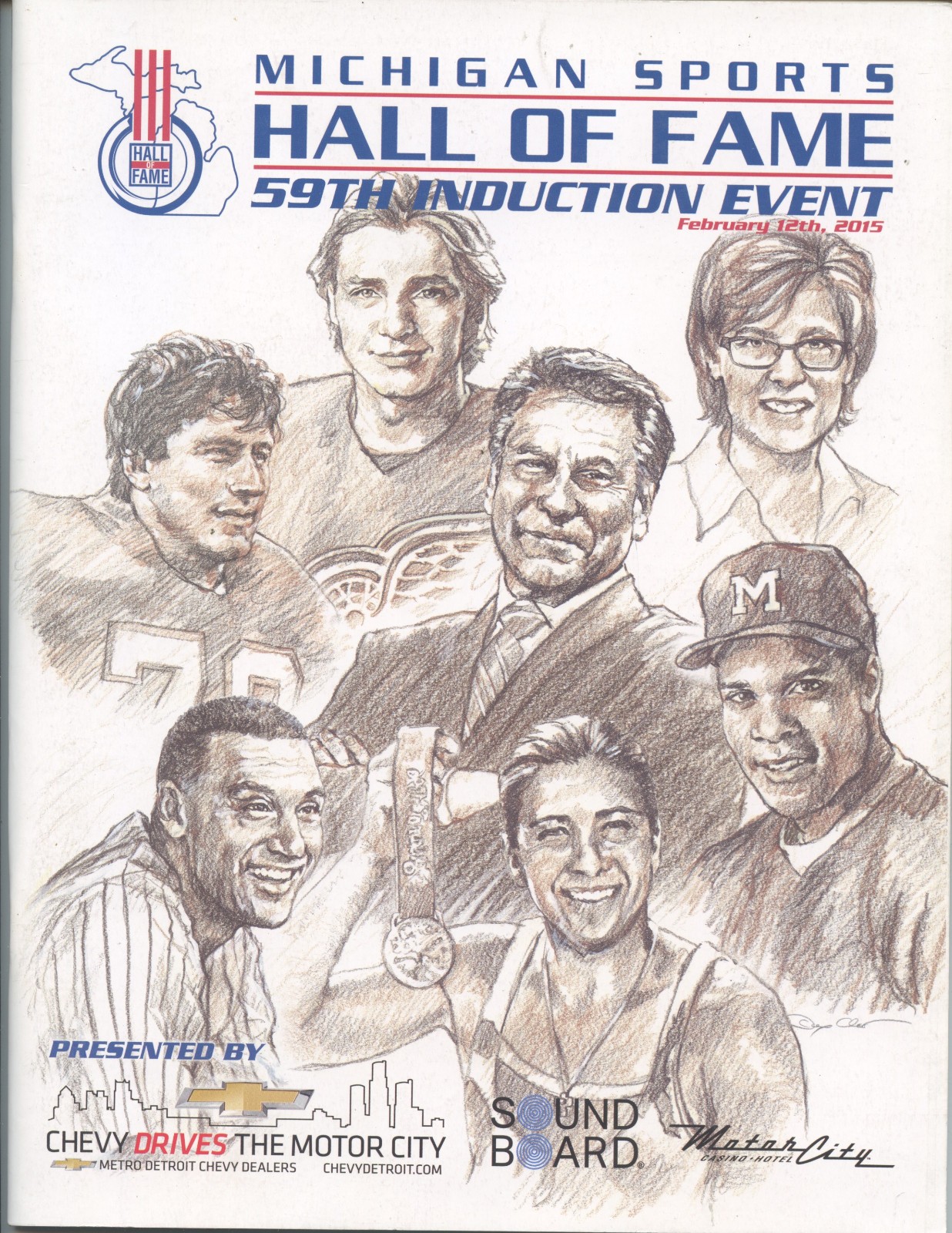 2015 MICHIGAN SPORTS HALL OF FAME PROGRAM (TOM IZZO, DEREK JETER, FEDOROV, ETC.)