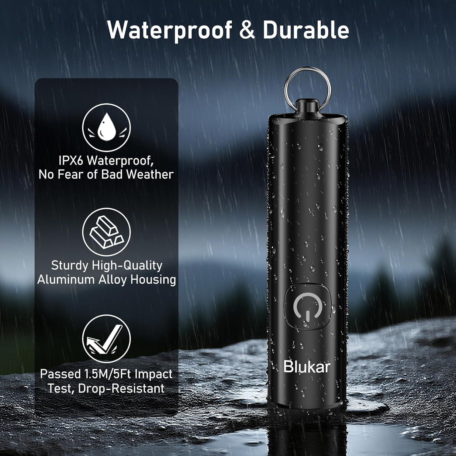 Rechargeable EDC Flashlight, 360L Mini Keychain Flash Light with 3 Lighting Mode