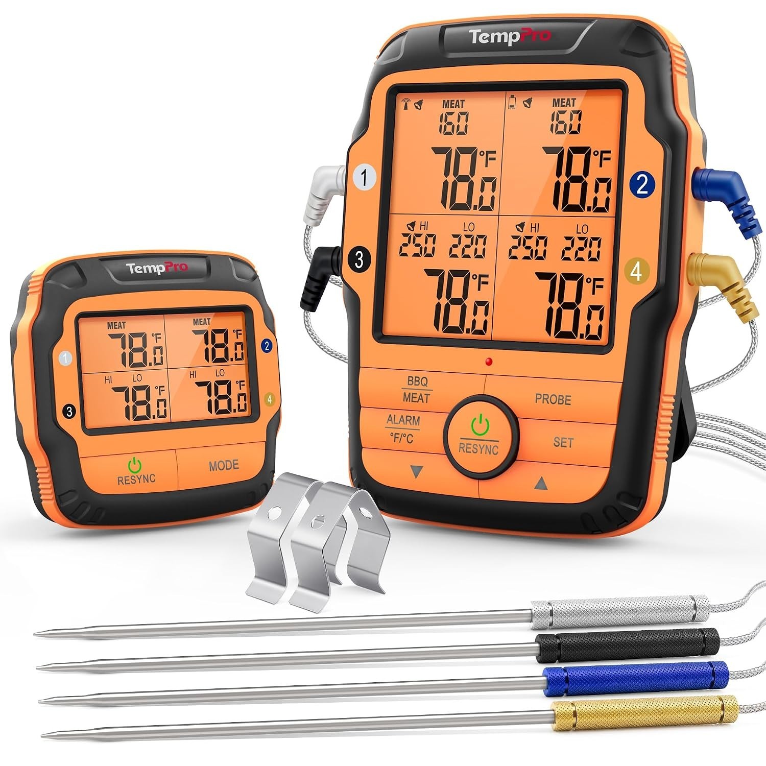 TempSync 1000FT Wireless Meat Thermometer for Grill with 4 Probes | RF Techno...