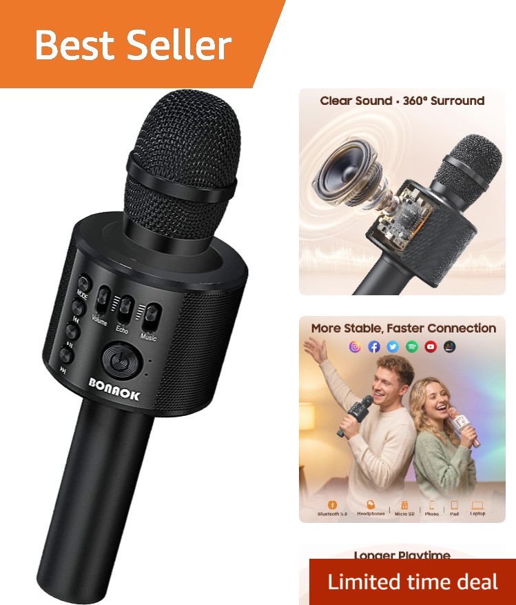 Bluetooth Karaoke Microphone with Volume Control - Perfect for Fun Gatherings