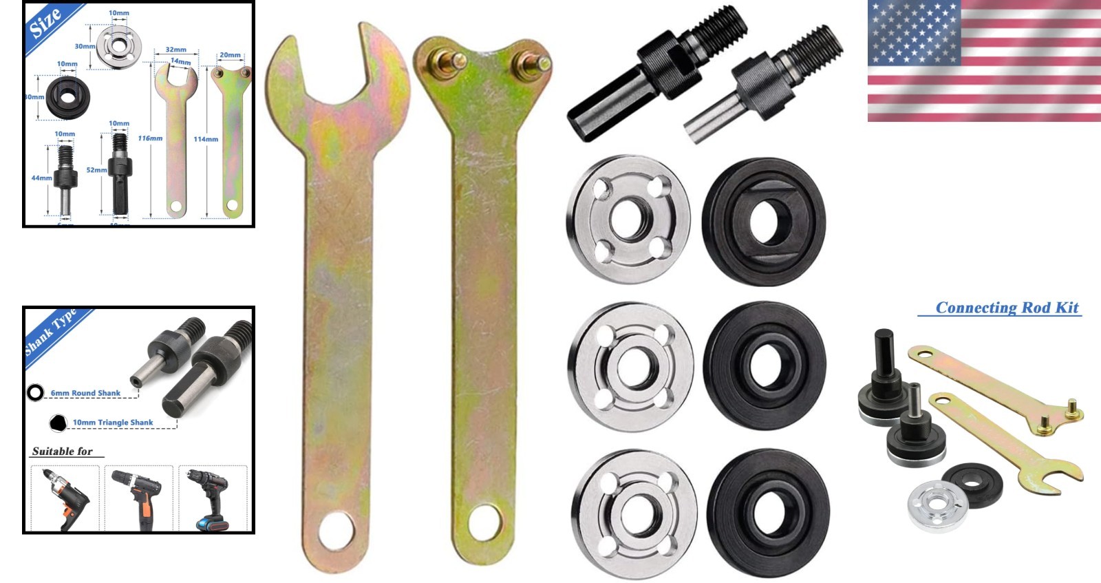 6 in 1 Electric Drill Conversion Angle Grinder Adapter Connecting Rod Kit, 6m...