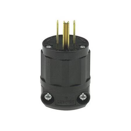 Leviton 5266-Cb Straight Blade Plug, 15 A, Black