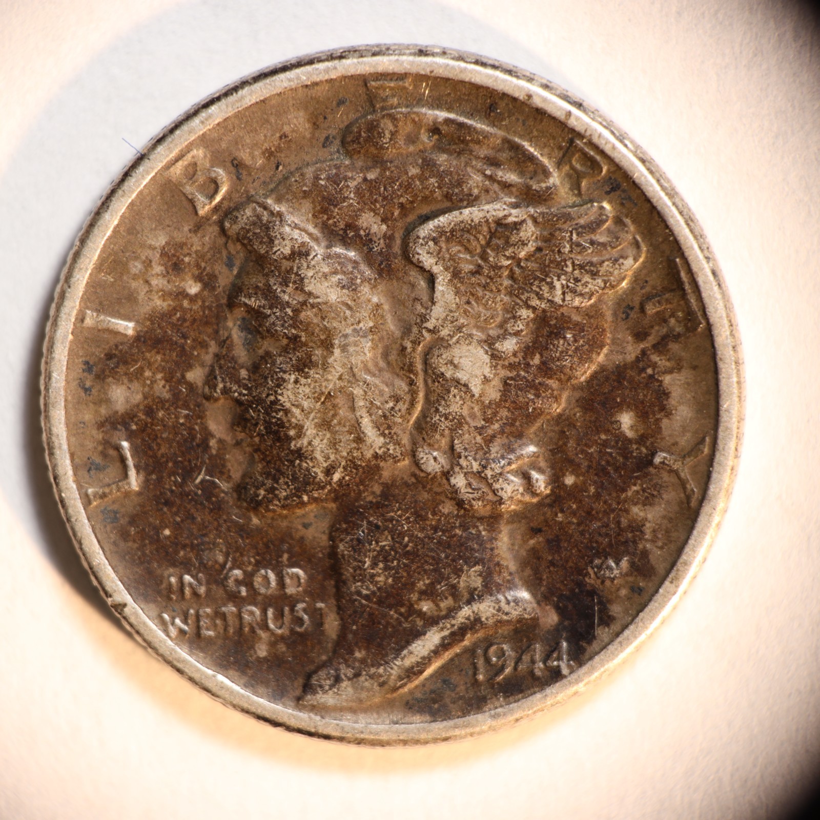 1944 P Mercury Dime 10C Cents Coin Silver, XF+!