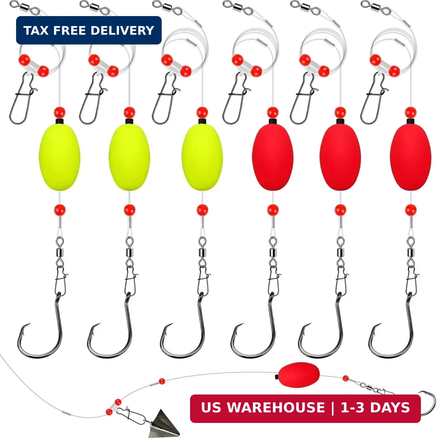 Dovesun Fish Finder Rig with Float 20.5" Surf Fishing Rigs 90LB Surf Fishing Tac