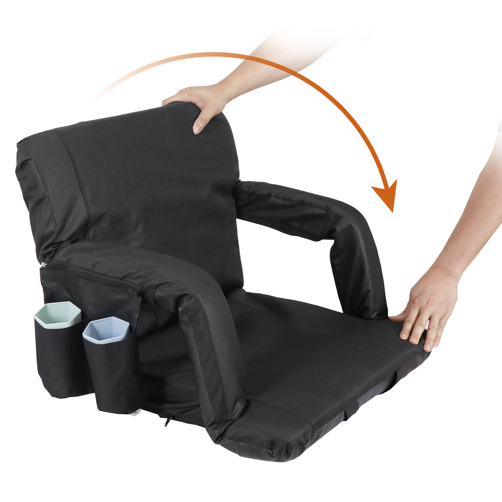 Wide Stadium Seat with Back Support Reclining Bleacher Seat with Armrests Sports