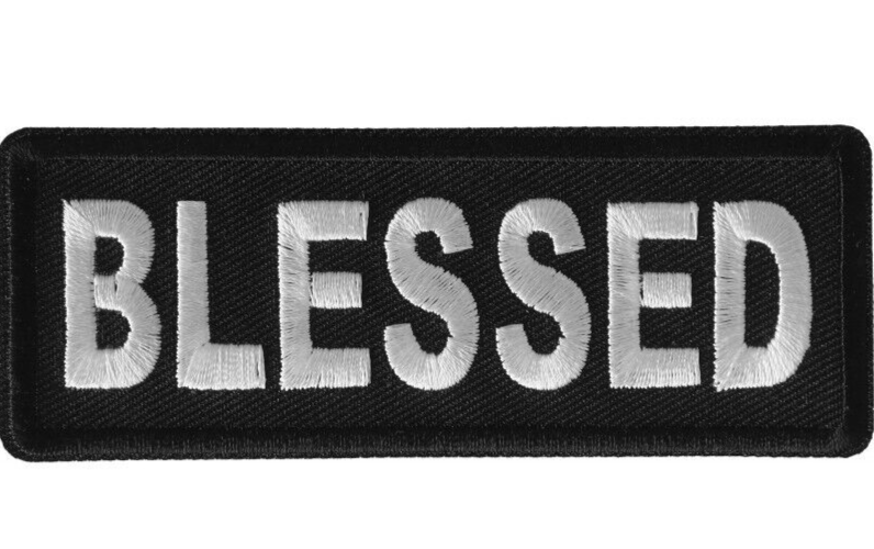 Blessed Embroidered Sew On Iron On Biker Vest Jacket Patch