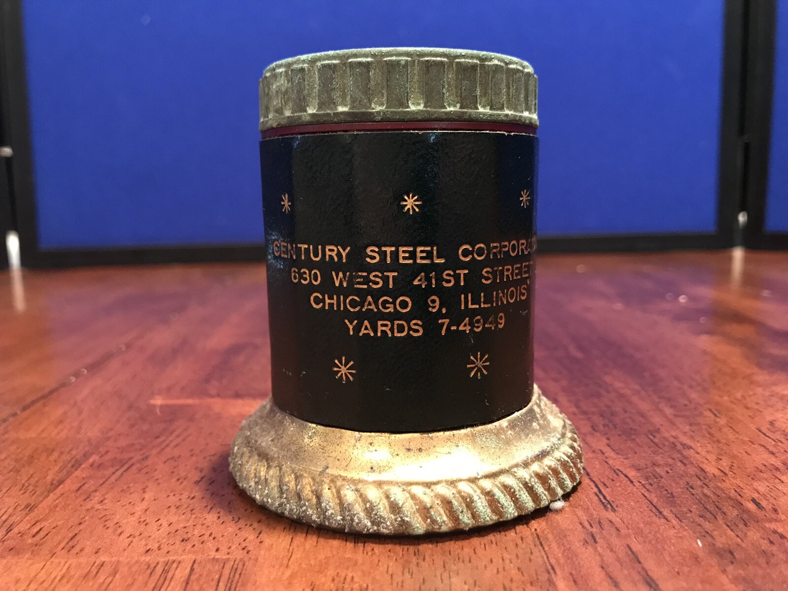 Vtg Metal Century Steel Corporation Desk Pencil Sharpener
