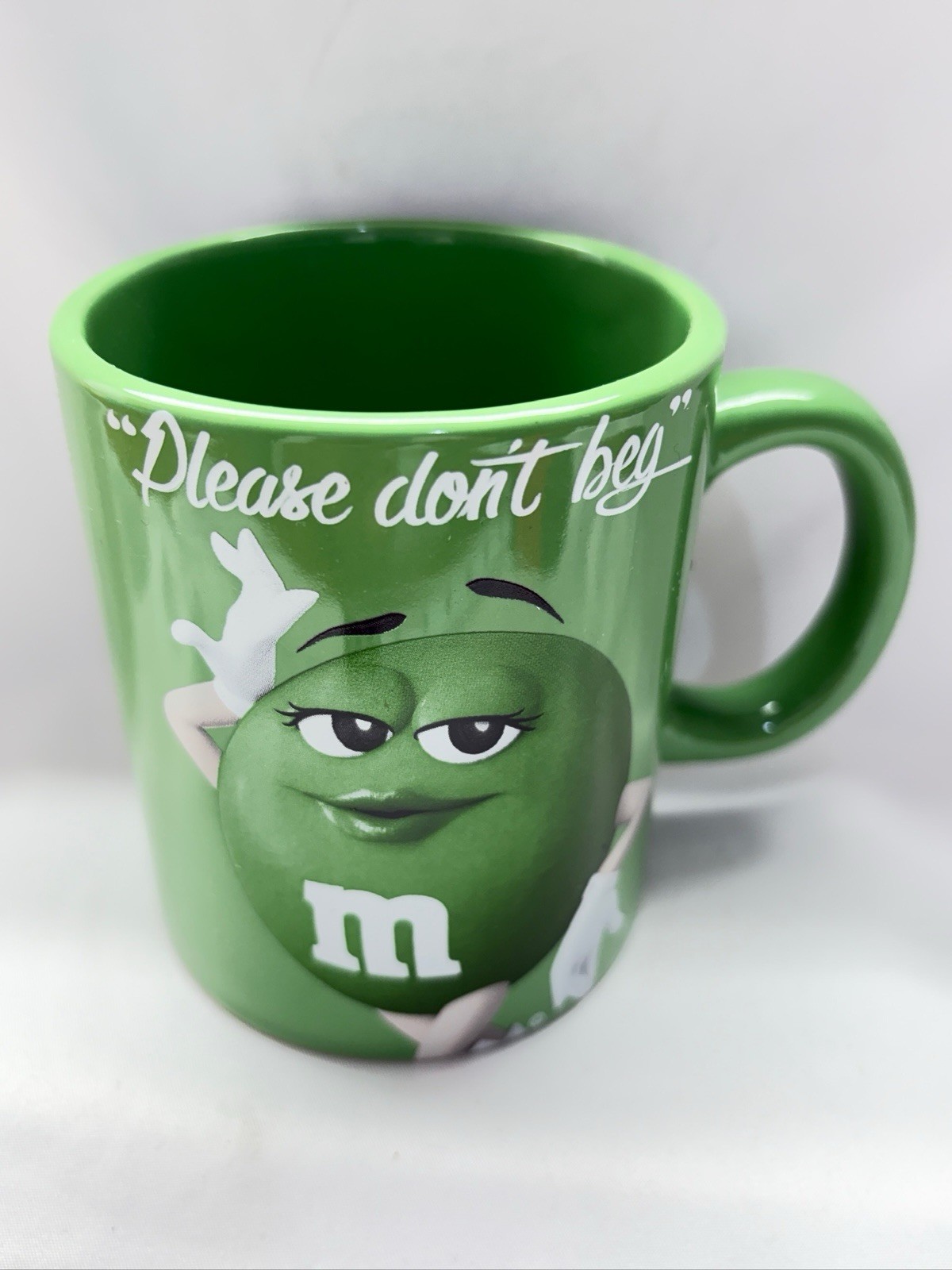 M&M's GREEN PLEASE DON'T BEG Collectible Ceramic Mug #4114