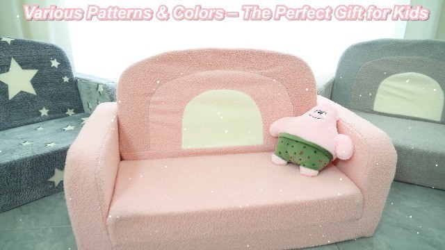2-in-1 Kids Couch with Blanket & Cloud Pillow, Glow in Dark Toddler Chair, Comfy