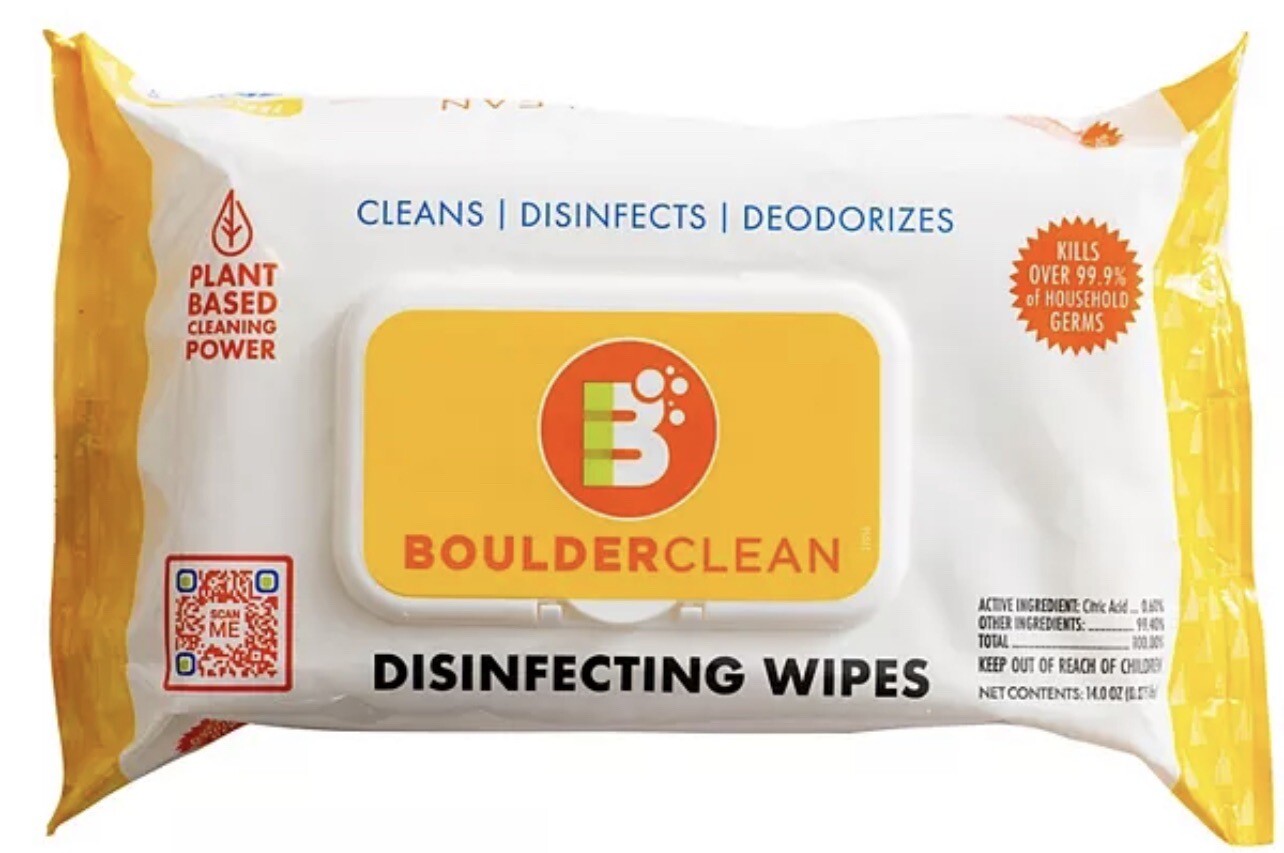 Boulder Clean Disinfecting Wipes, Fresh Lemon 72 Count Each For 80 Packages