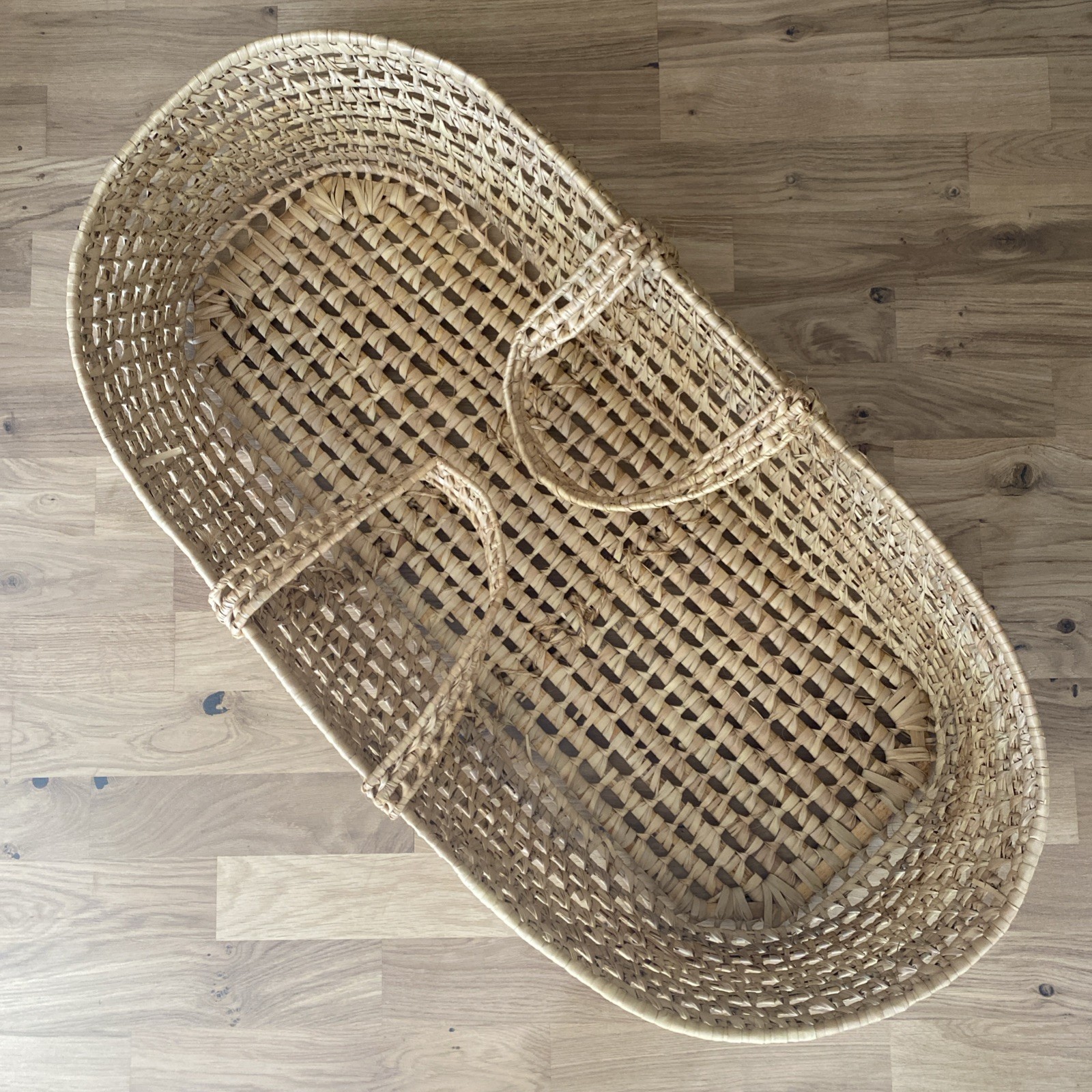 Serena & Lily Basket With Handles Wicker Luxury Woven Boho Nordic Oval 31 Long