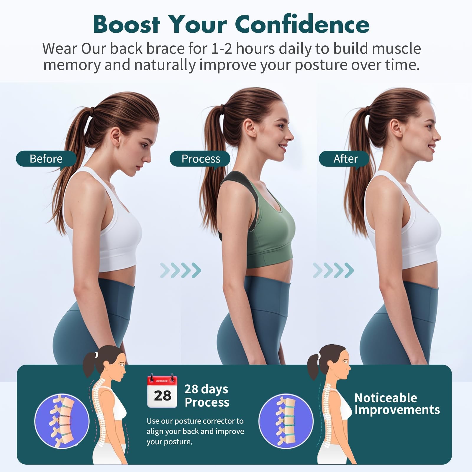 Posture Corrector for and Men – Adjustable Back Brace for Posture , Upper Bac...