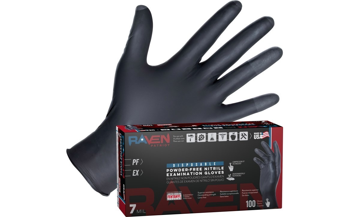 SAS Safety 66484 Raven® Powder-Free Exam Grade Nitrile Disposable Gloves - XL