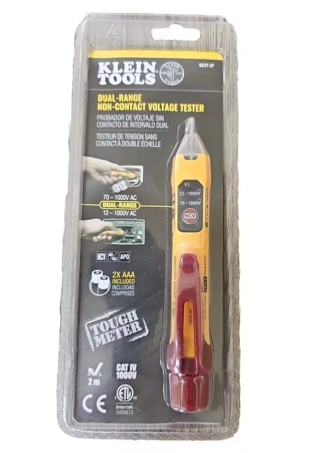 Klein Tools NCVT-2PR 12V to 1000V AV Dual Range Non-Contact Voltage Tester 3243