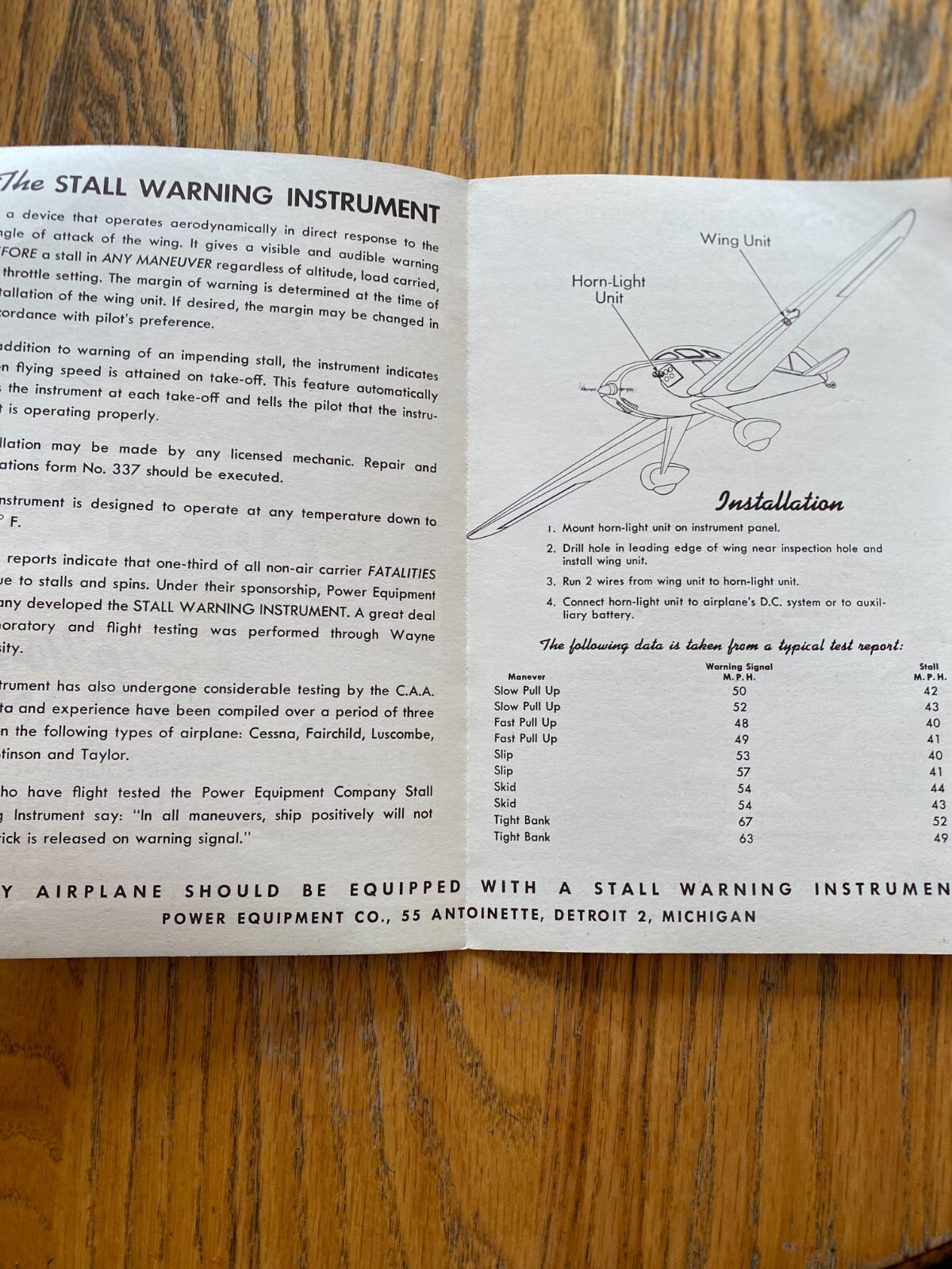 Airplane Never Stall Brochure 1946