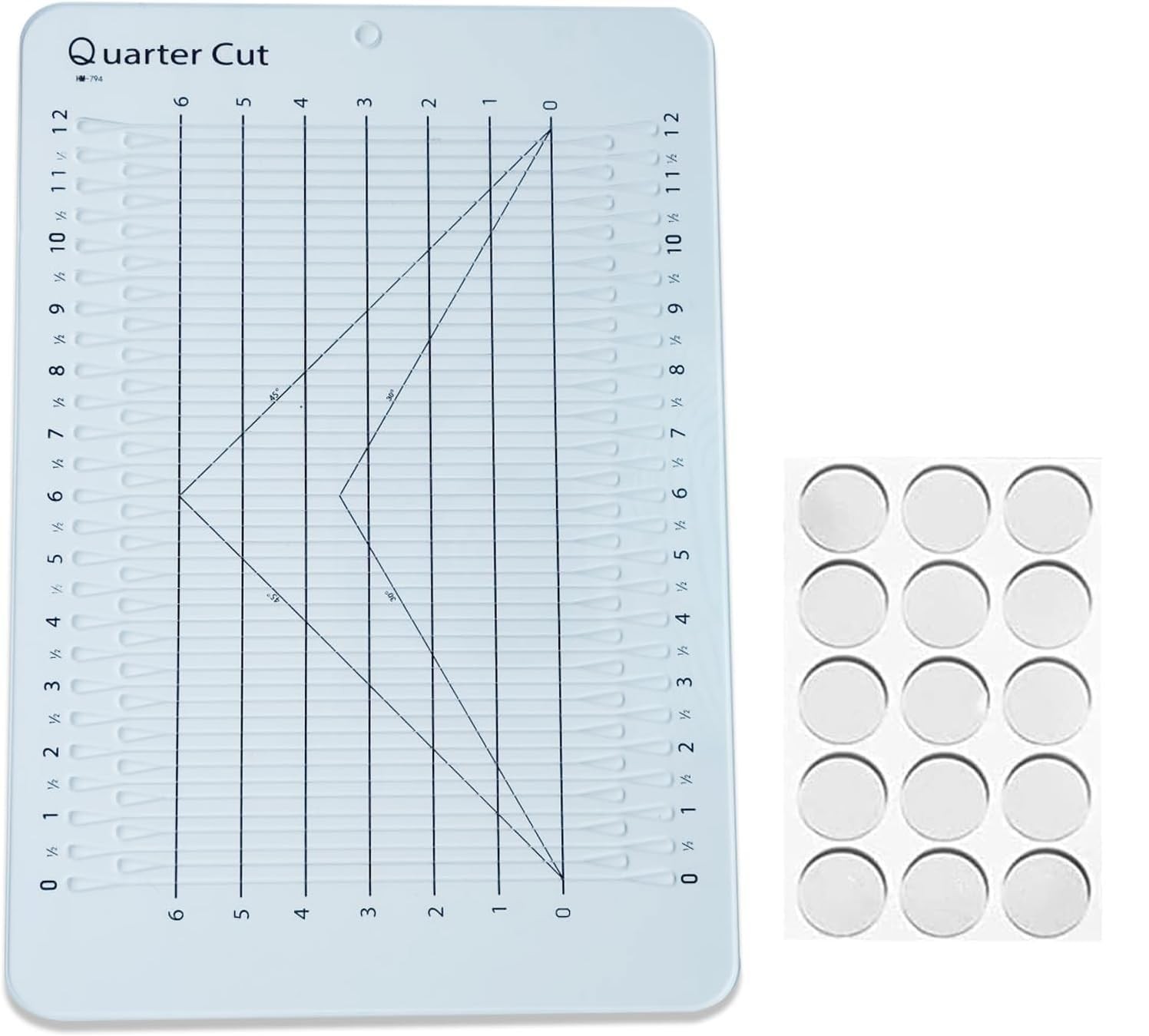 Quarter Cut Slotted Ruler Template Quilting Sewing Fabric Cutting Grips
