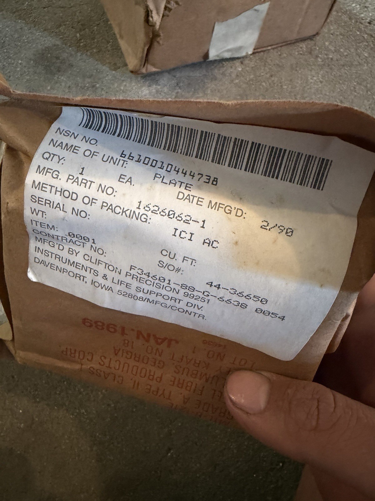 Clifton Precision Aircraft Attitude Indicator Rear Plate Assy 6610-01-044-4738