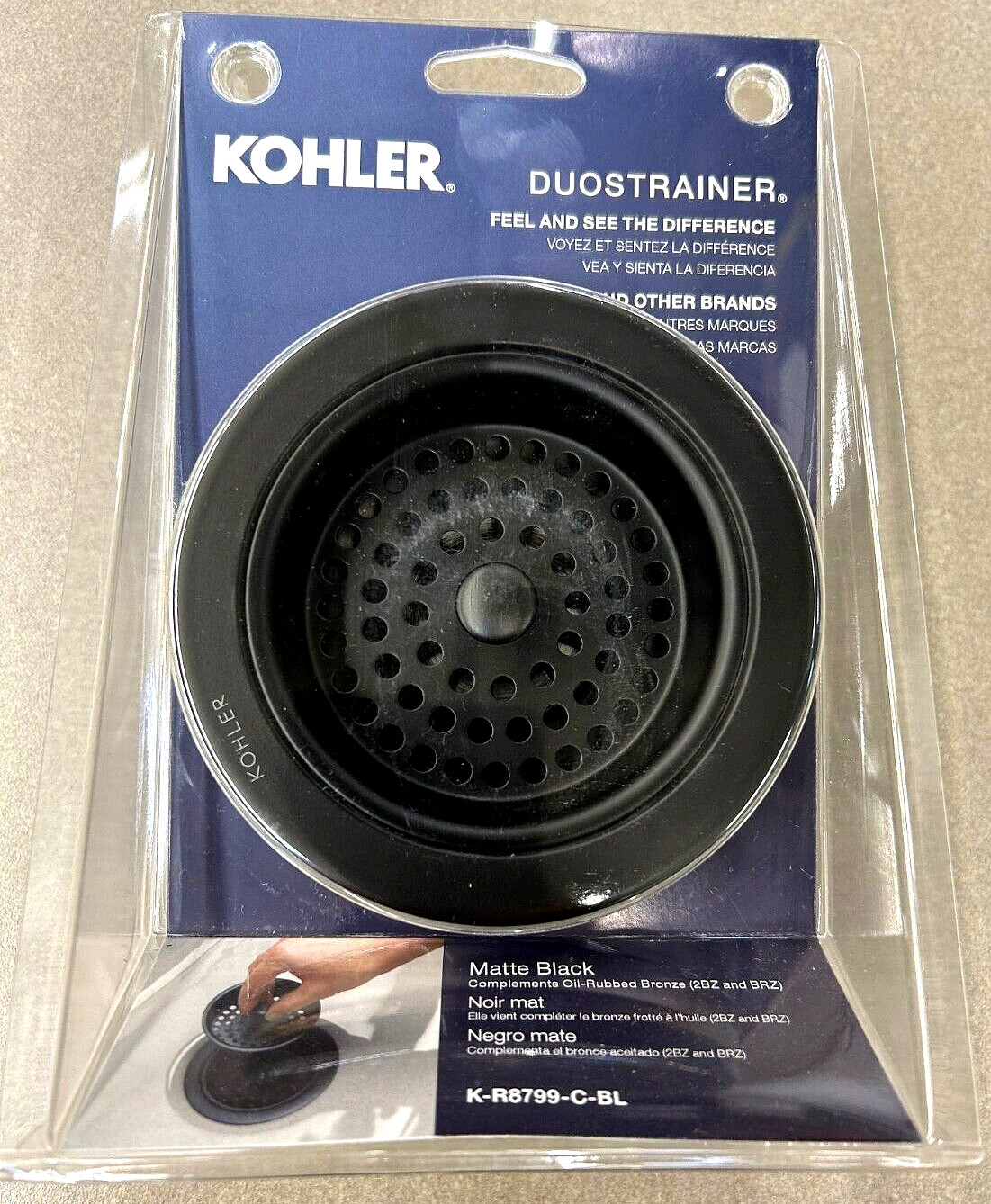 Kohler Duostrainer Matte Black K-R8799-C-BL Fits 3-1/2”-4" Outlet (NEW IN PKG)