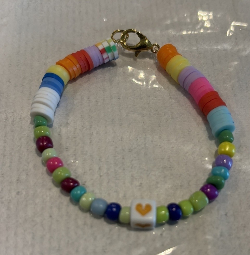 Multi Colored Clay Bead 7” Bracelet Handmade Stretchy Band