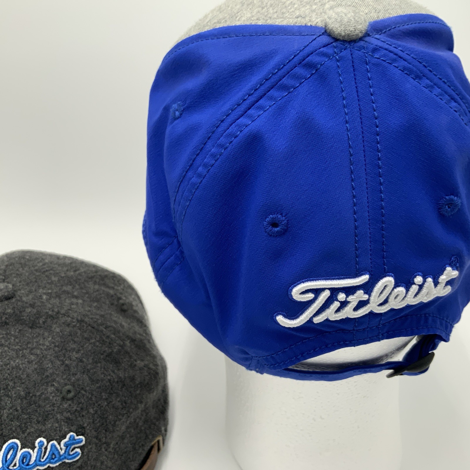 Titleist Golf Caps (2) Blue And Gray & Dark Gray With Blue Lettering