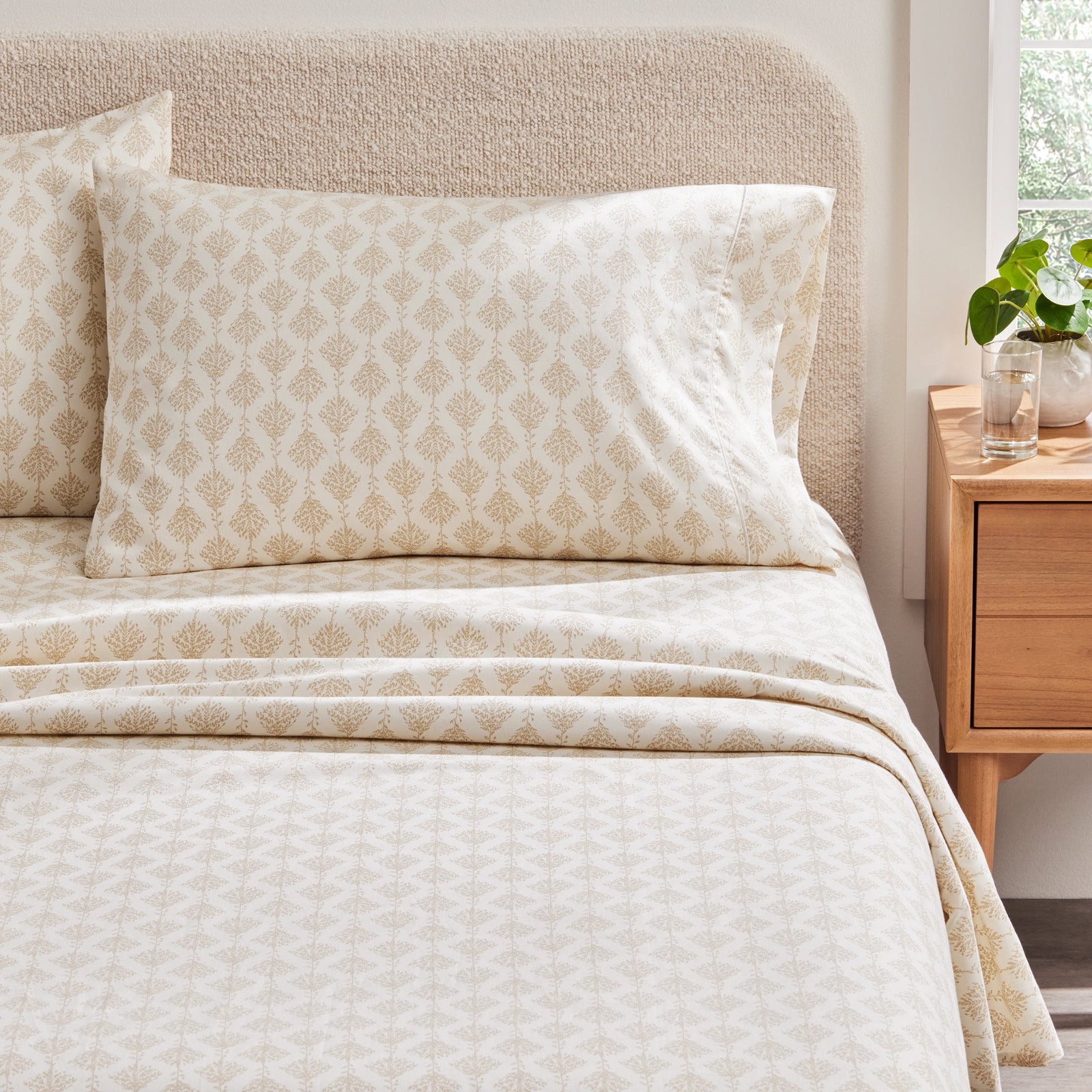 BED SHEET SET Twin 400 Thread Count Stripe Almond Biscuit BETTER HOMES & GARDENS