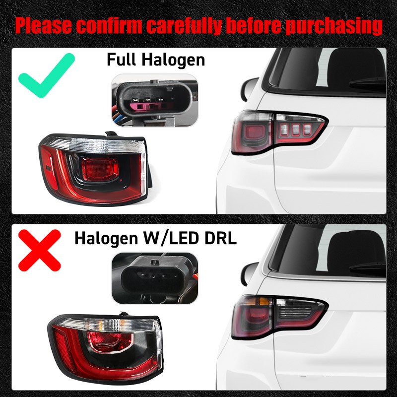 Left Outer Tail Light For Jeep Compass 2017-2020 Halogen Brake Lamp Driver LH