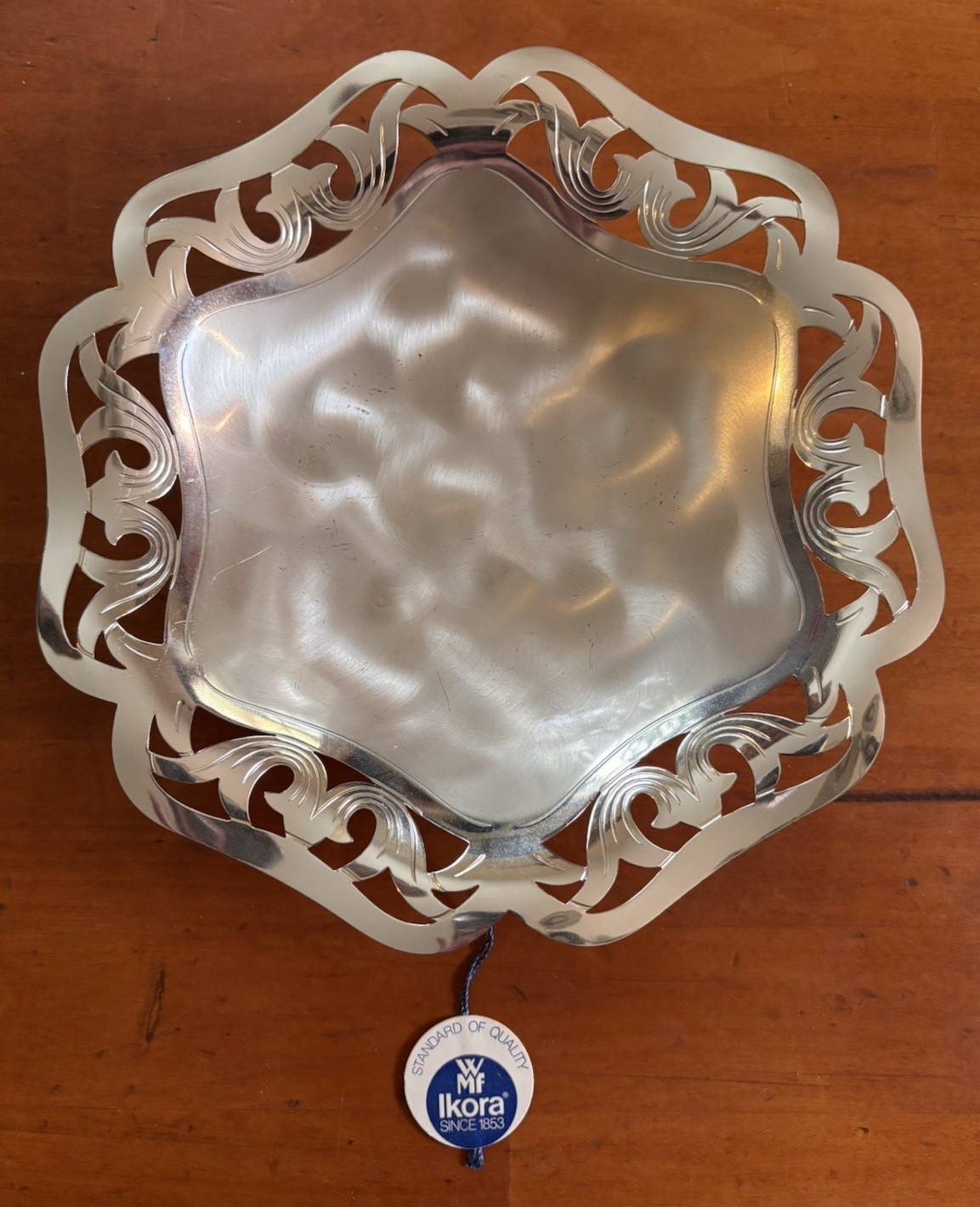 Vintage 8" WMF Ikora Silver Plate Footed Bowl w/ Tag Tarnish Resistant - Germany