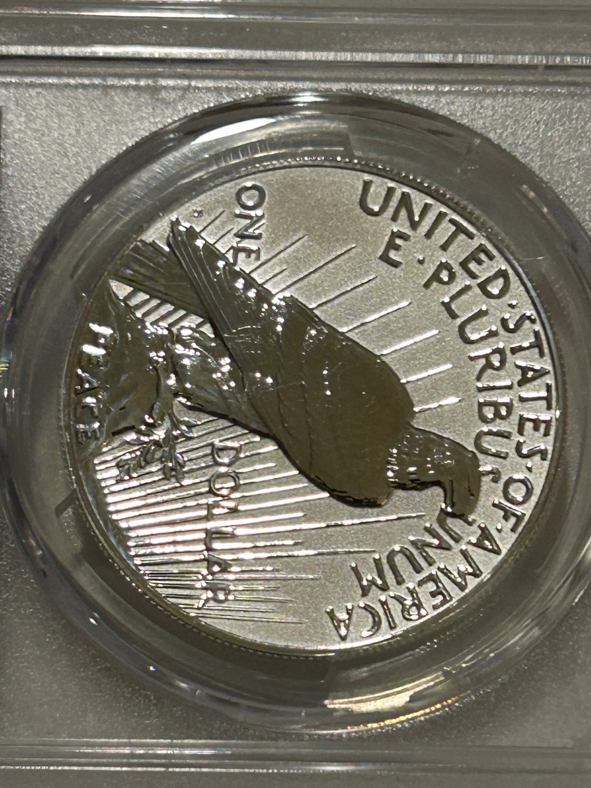 2023 S Peace Silver Dollar Reverse Proof PCGS PR70 FDOI/Flag Label
