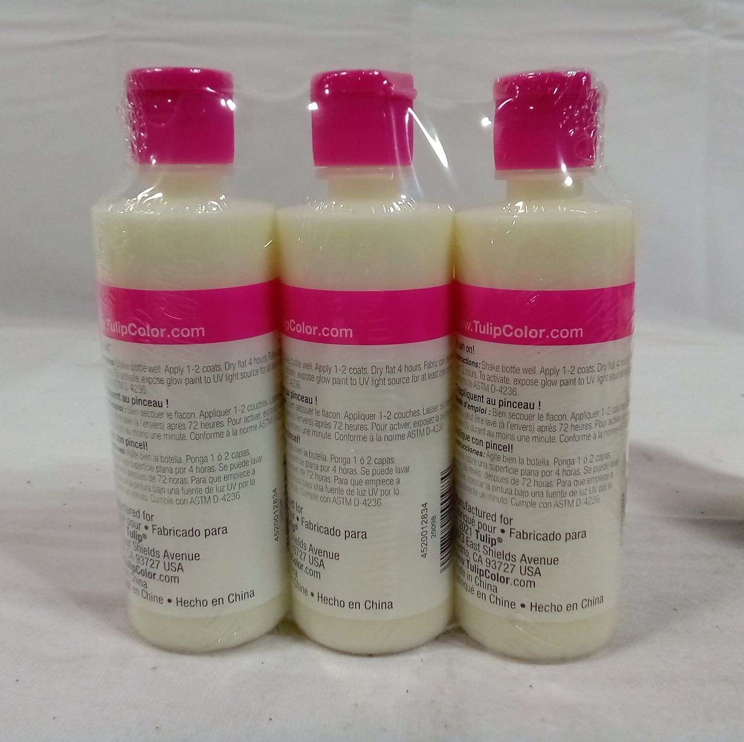 Lot of 3 Tulip Fabric Paint 4oz Slick - Natural Glow