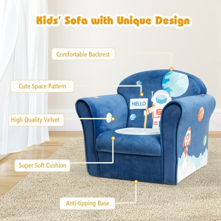 Kids Astronaut Sofa Armrest Upholstered Couch Chair Toddler Furniture Home Sofa