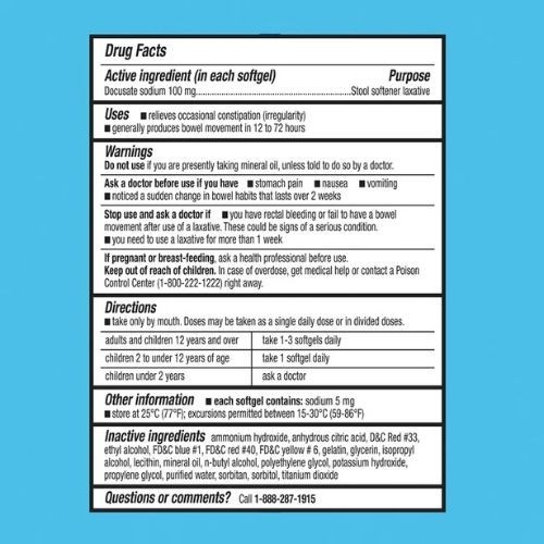 Equate Stool Softener Laxative Softgels for Constipation, 100 mg, 400 Count