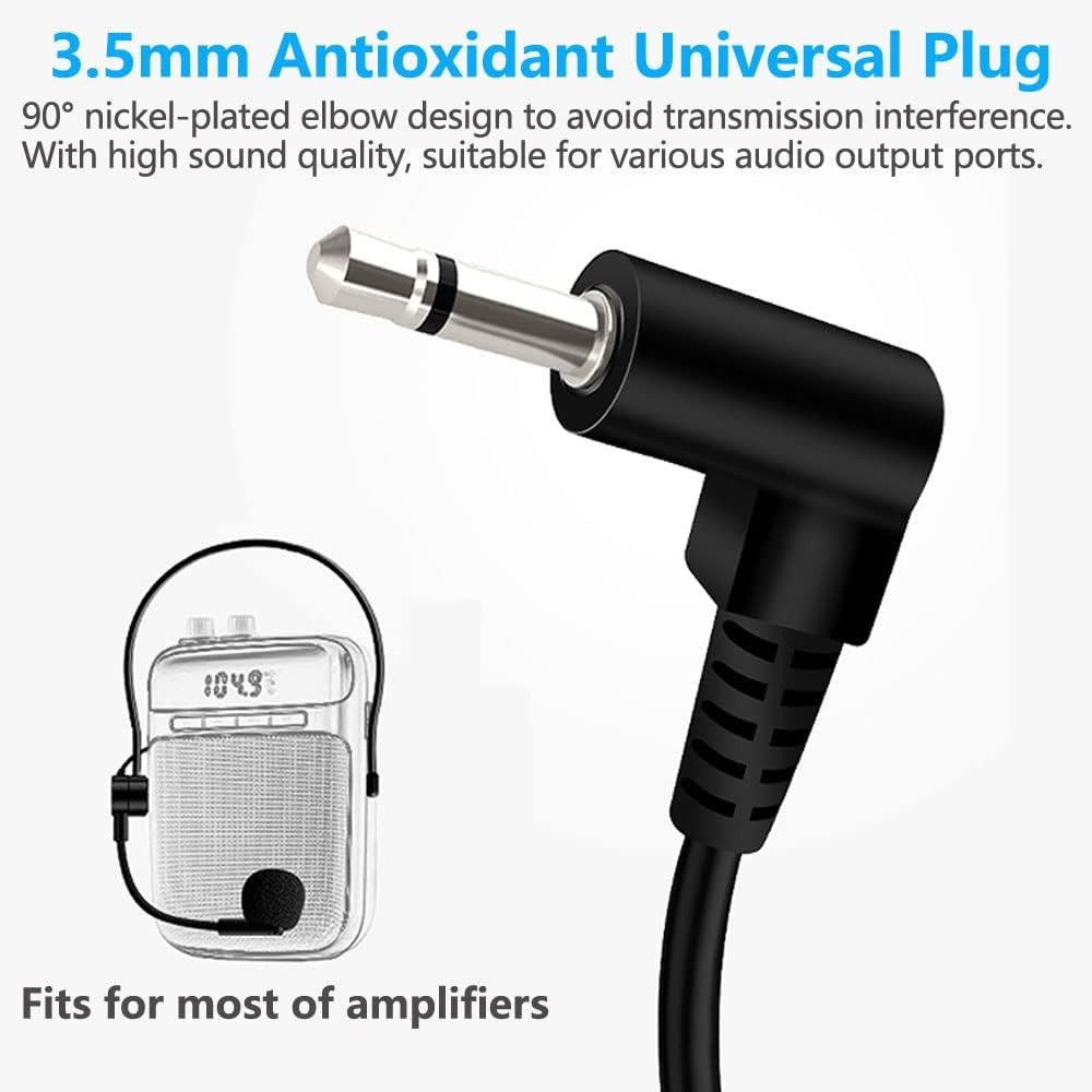 2Pcs Microphone Headset Mic, Flexible Wired Boom for Voice Amplifier, Black