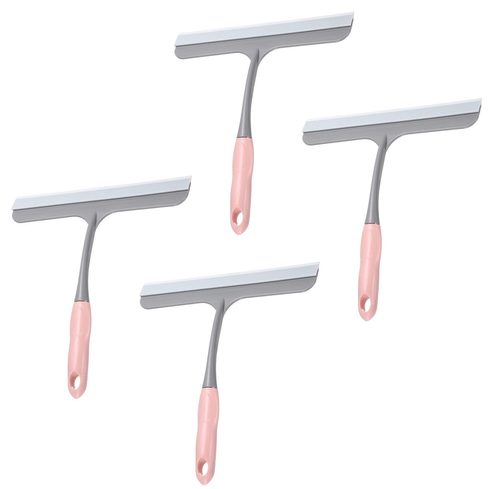 4 Pack 9 Inch Shower Squeegee for Glass Doors & Mirrors, Pink