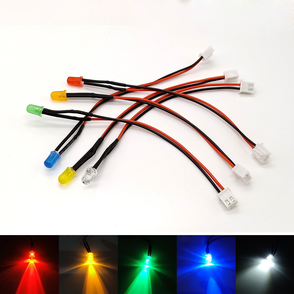 5pcs 5mm Pre-Wired LEDs With PH2.0 XH2.54 ZH1.5 Connector 3V 6V 9V 12V 24V-220V