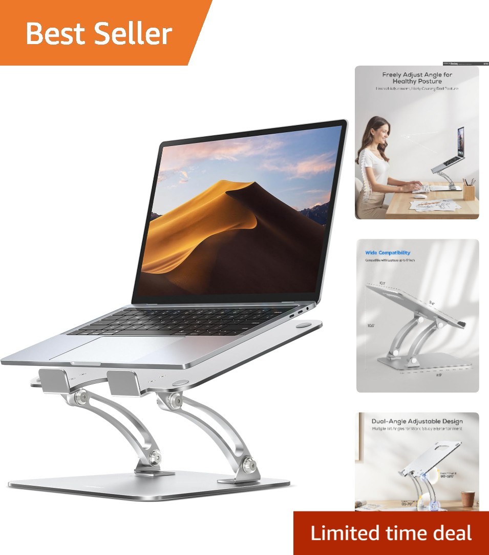 Ergonomic Adjustable Laptop Stand - Portable Foldable Riser for 10-17" Devices