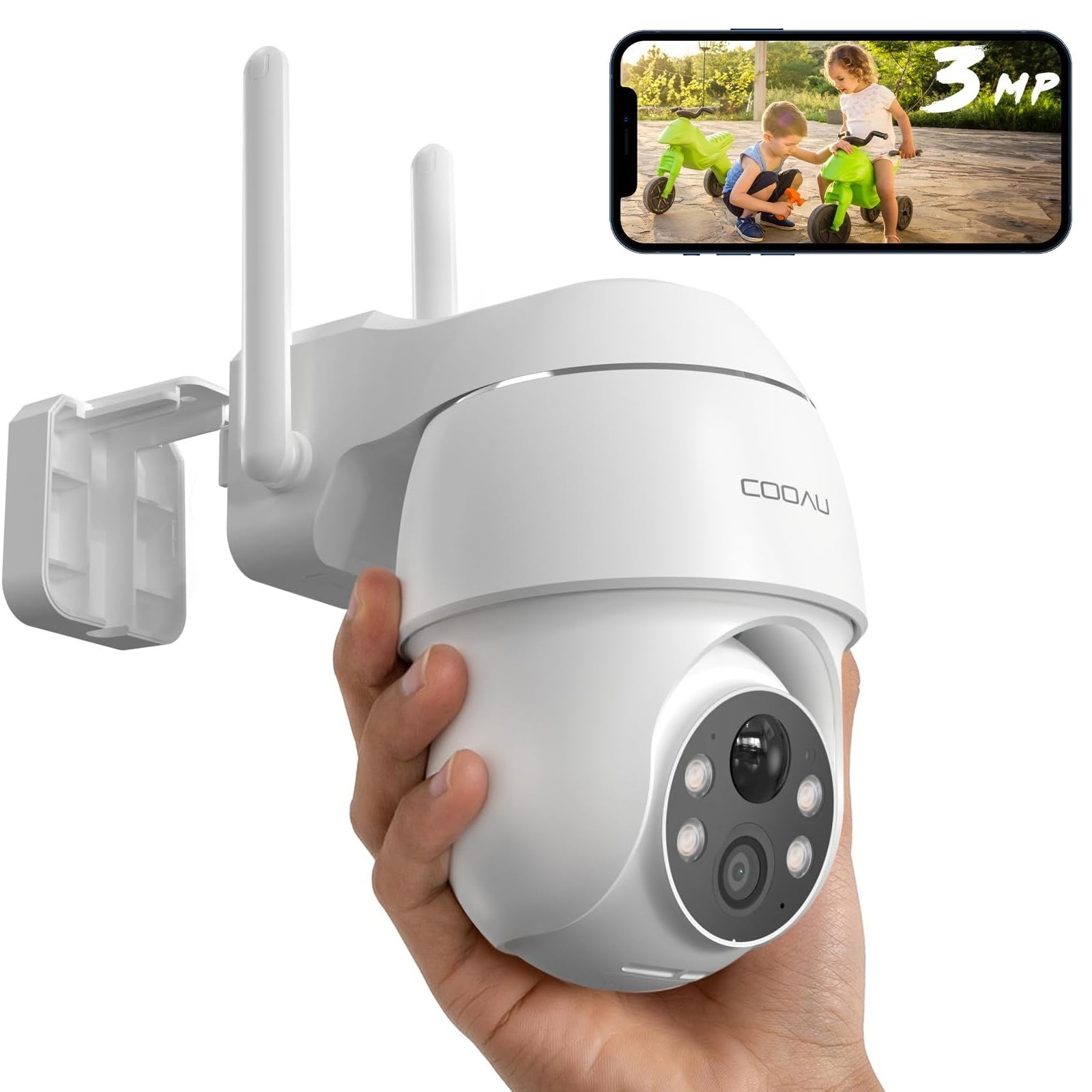 COOAU Wireless Outdoor WiFi Solar Security Camera 2K Home Battery CCTV System