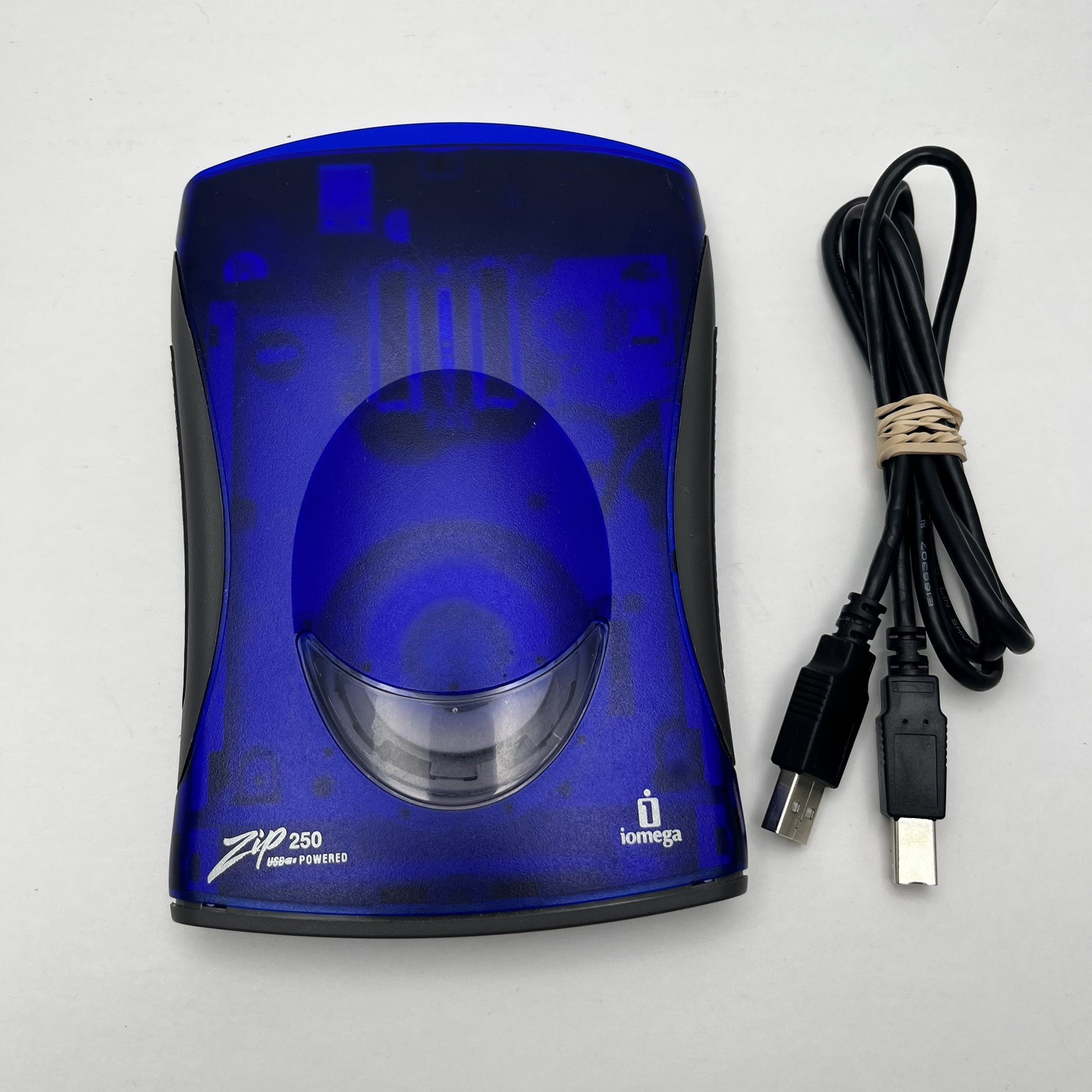 Iomega ZIP 250 USB Powered External Zip Drive w/ USB Cable Blue TESTED