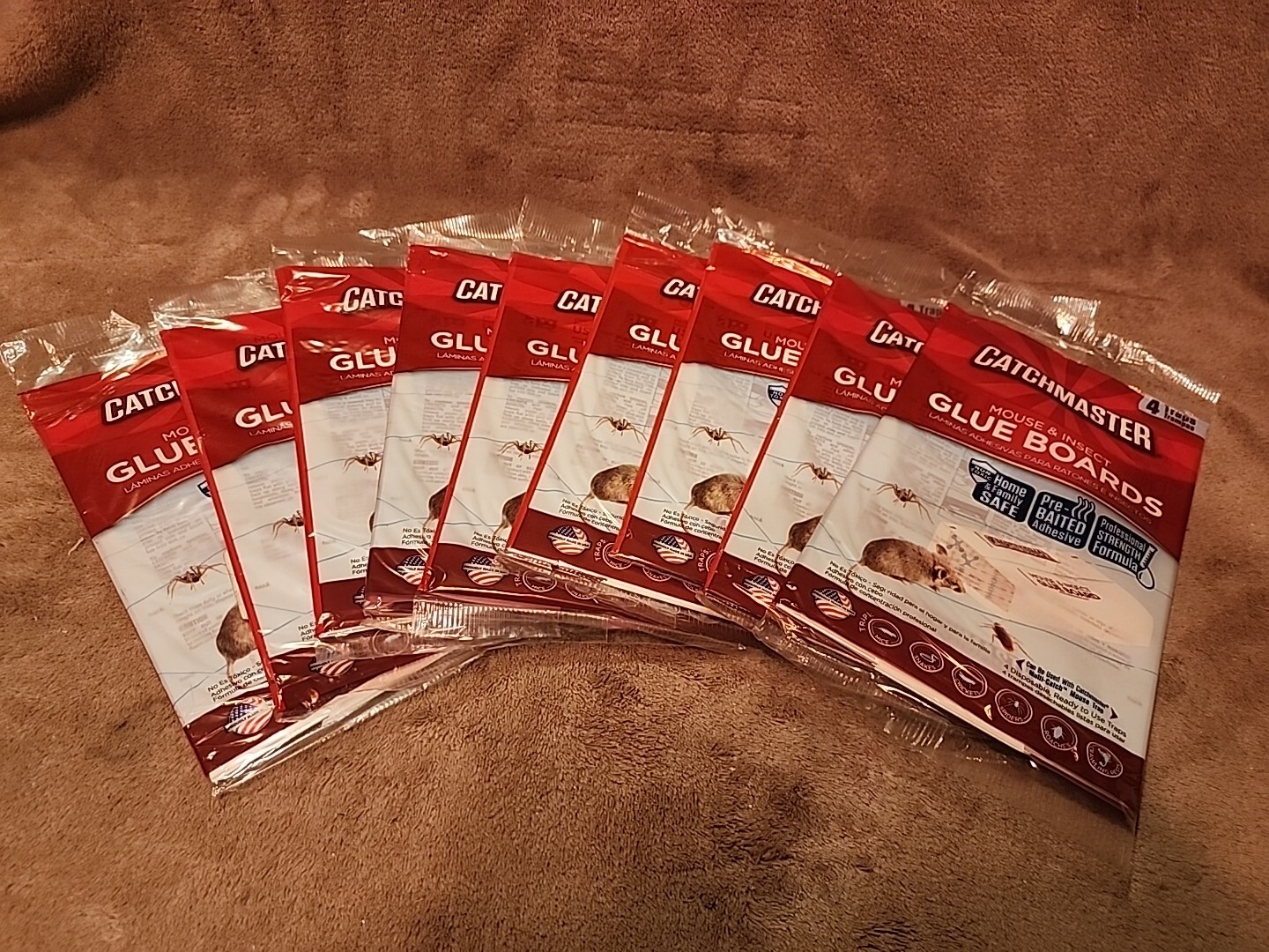 Lot of 9: Catchmaster Mouse & Insect Glue Boards, 4-Pack, Safe & Effective.