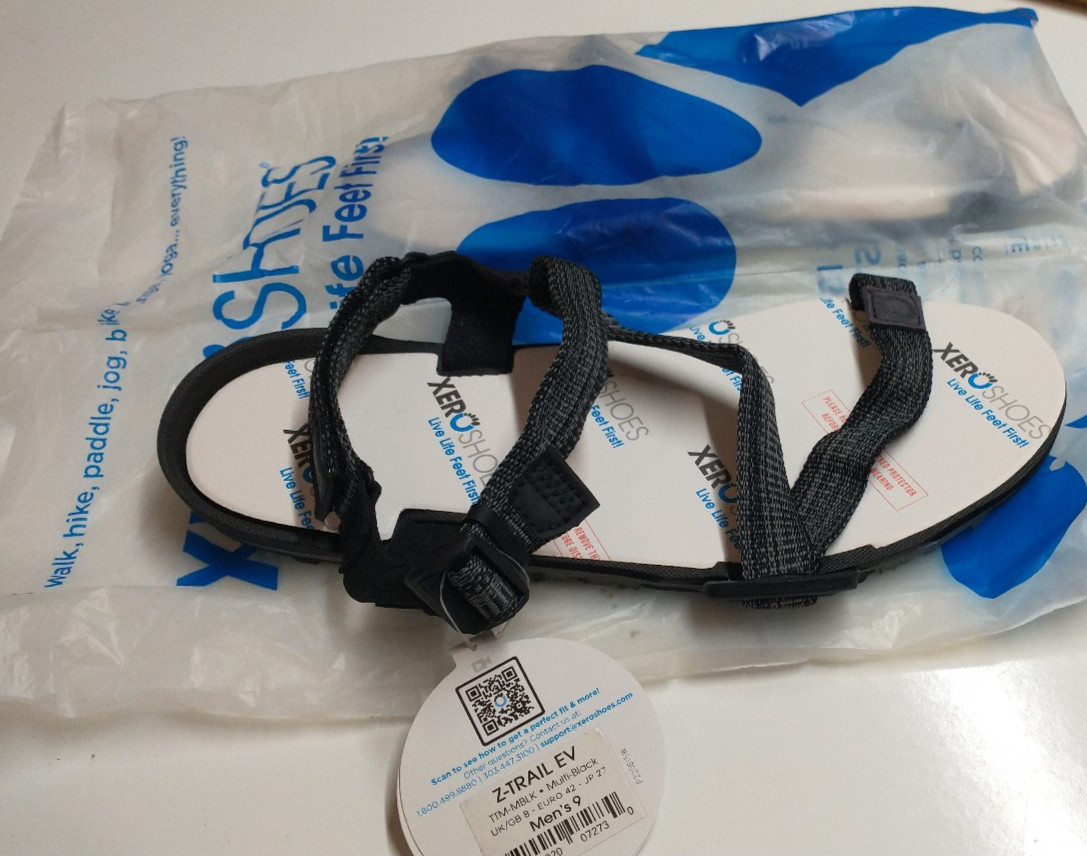 Mens 9 Xero Z-Trail EV Black Barefoot Hiking Running Recovery Sandal Xeroshoes