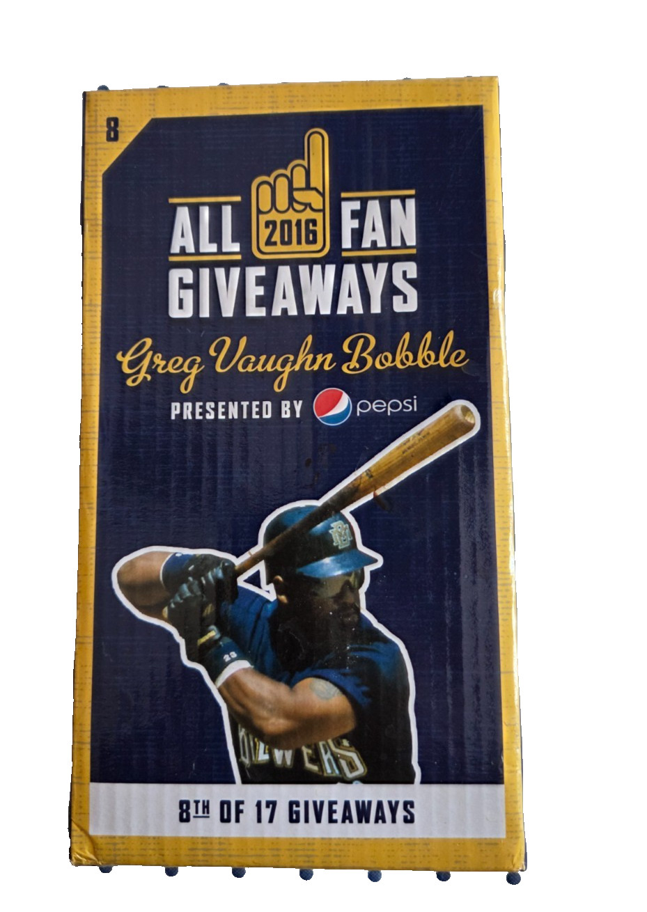 Greg Vaughn Milwaukee Brewers Bobblehead 2016 All-Fan Giveaway New In Box