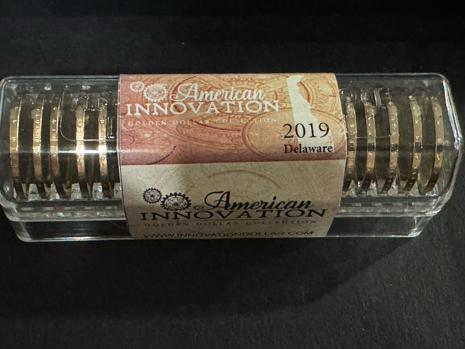 2019 P+D. DELAWARE  AMERICAN INNOVATION DOLLAR. SEALED ROLL. 20 UNC. COINS
