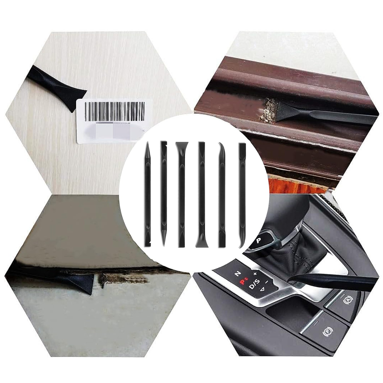 6P Plastic Scraper Multi-Purpose Scraper Non-Scratch Cleaning Tool Car Detailing