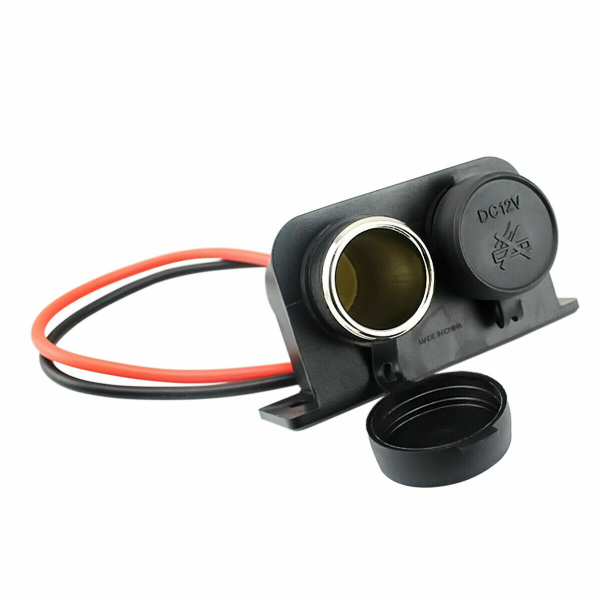 12V Waterproof Power Dual Socket Car Motorcycle Cigarette Lighter Plug